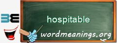WordMeaning blackboard for hospitable